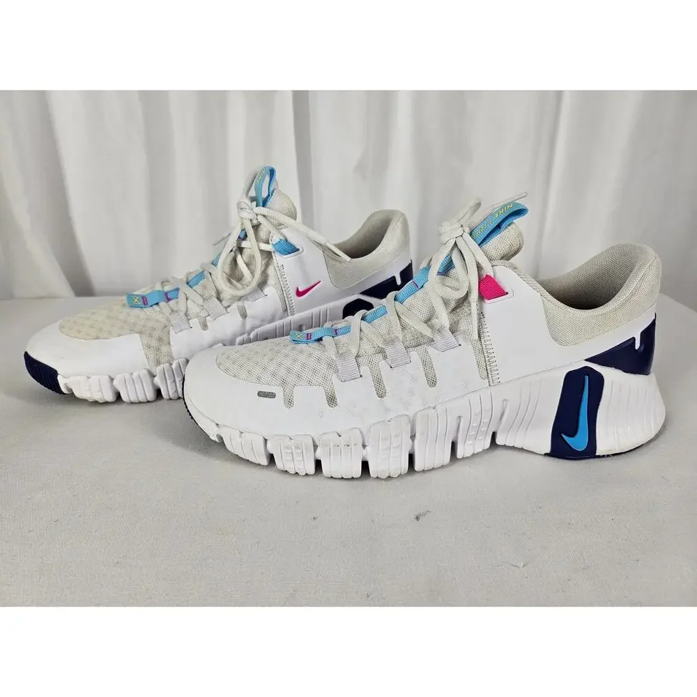 NIKE FREE METCON 5 WHITE AQUARIUS BLUE WORKOUT SHOES - WOMEN'S SIZE 11.5